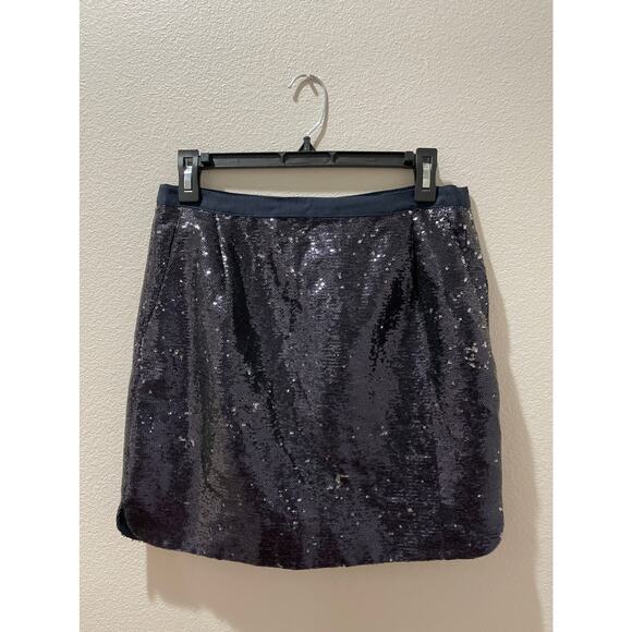 J. Crew Navy and Silver Sequin Skirt Size 2 - Picture 1 of 7